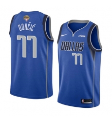 Men's Dallas Mavericks #77 Luka Doncic Blue 2024 Finals Icon Edition Stitched Basketball Jersey