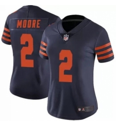 Women Chicago Bears #2 DJ Moore Navy Vapor Limited Stitched NFL Jersey