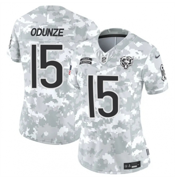 Women's Chicago Bears #15 Rome Odunze 2024 F.U.S.E Arctic Camo Salute To Service Limited Stitched Football Jersey(Run Small)