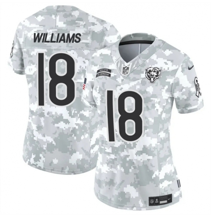 Women's Chicago Bears #18 Caleb Williams 2024 F.U.S.E Arctic Camo Salute To Service Limited Stitched Football Jersey(Run Small)