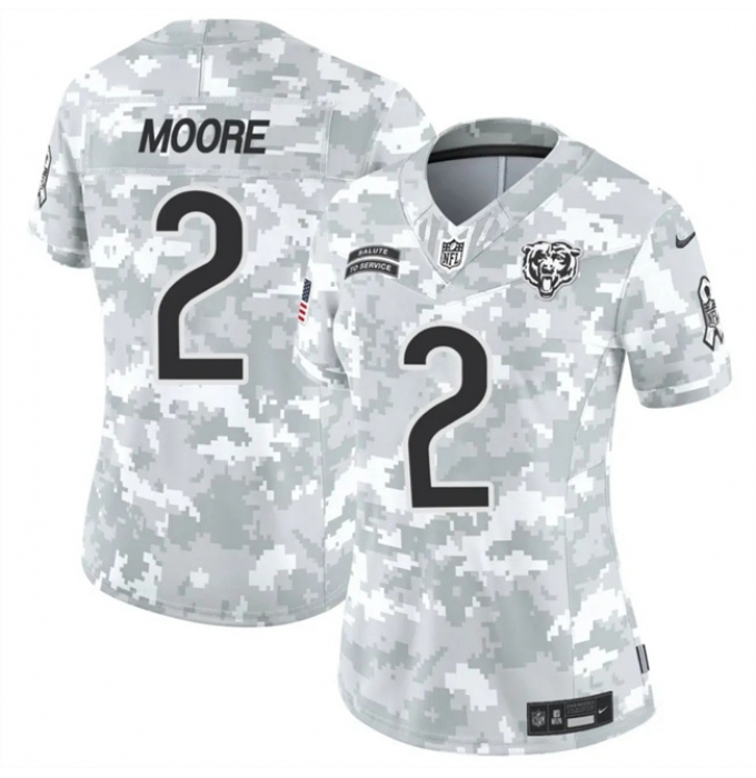 Women's Chicago Bears #2 DJ Moore 2024 F.U.S.E Arctic Camo Salute To Service Limited Stitched Football Jersey(Run Small)