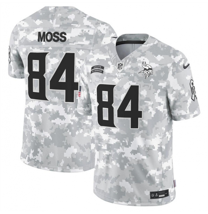 Men's Minnesota Vikings #84 Randy Moss 2024 F.U.S.E Arctic Camo Salute To Service Limited Stitched Football Jersey