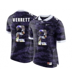 TCU Horned Frogs 2 Jason Verrett Purple With Portrait Print College Football Limited Jersey