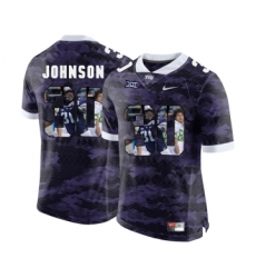 TCU Horned Frogs 30 Denzel Johnson Purple With Portrait Print College Football Limited Jersey