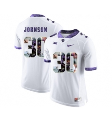 TCU Horned Frogs 30 Denzel Johnson White With Portrait Print College Football Limited Jersey