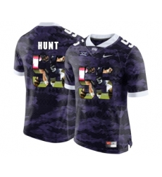 TCU Horned Frogs 55 Joey Hunt Purple With Portrait Print College Football Limited Jersey