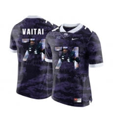 TCU Horned Frogs 74 Halapoulivaati Vaitai Purple With Portrait Print College Football Limited Jersey