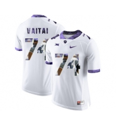 TCU Horned Frogs 74 Halapoulivaati Vaitai White With Portrait Print College Football Limited Jersey