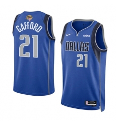 Men's Dallas Mavericks #21 Daniel Gafford Blue 2024 Finals Icon Edition Stitched Basketball Jersey