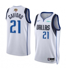 Men's Dallas Mavericks #21 Daniel Gafford White 2024 Finals Association Edition Stitched Basketball Jersey