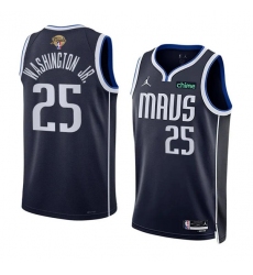 Men's Dallas Mavericks #25 P.J. Washington Jr. Navy 2024 Finals Statement Edition Stitched Basketball Jersey