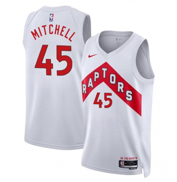 Men's Toronto Raptors #45 Davion Mitchell White Association Edition Stitched Basketball Jersey