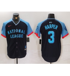 Men's Philadelphia Phillies #3 Bryce Harper Navy 2024 All Star Limited Stitched Jersey