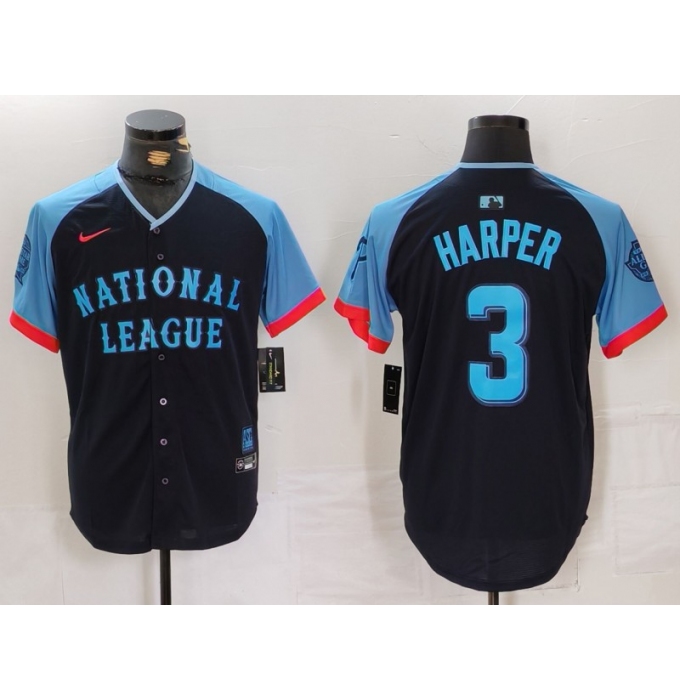 Men's Philadelphia Phillies #3 Bryce Harper Navy 2024 All Star Limited Stitched Jersey