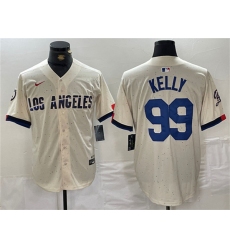 Men's Los Angeles Dodgers #99 Joe Kelly Cream Stitched Baseball Jersey