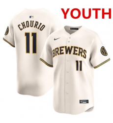 Youth Milwaukee Brewers #11 Jackson Chourio Cream 2024 Home Limited Stitched Baseball Jersey