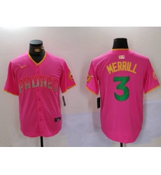 Men's San Diego Padres #3 Jackson Merrill Pink Player Number Fashion Baseball Jerseys