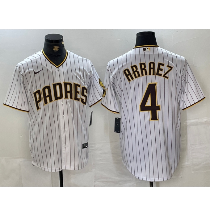 Men's San Diego Padres #4 Luis Arraez White Cool Base Stitched Jersey