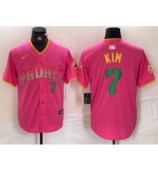 Men's San Diego Padres #7 Ha Seong Kim Pink Player Number Fashion Baseball Jersey