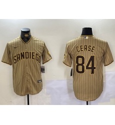 Men's San Diego Padres #84 Dylan Cease Khaki Team Logo Stitched Cool Base Nike Jersey