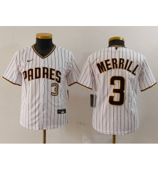 Youth San Diego Padres #3 Jackson Merrill White 2023 Cool Base Stitched Jerseys