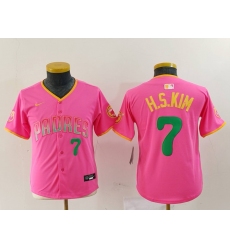 Youth San Diego Padres #7 Ha Seong Kim Pink Player Number Fashion Baseball Jersey