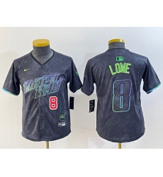 Youth Tampa Bay Rays #8 Brandon Lowe Charcoal 2024 City Connect Player Number Limited Cool Base Jerseys