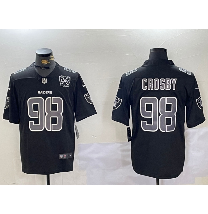 Men's Las Vegas Raiders #98 Maxx Crosby Black 65TH Limited Fashion Vapor Jersey