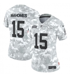 Women's Kansas City Chiefs #15 Patrick Mahomes 2024 F.U.S.E Arctic Camo Salute To Service Limited Stitched Football Jersey(Run Small)