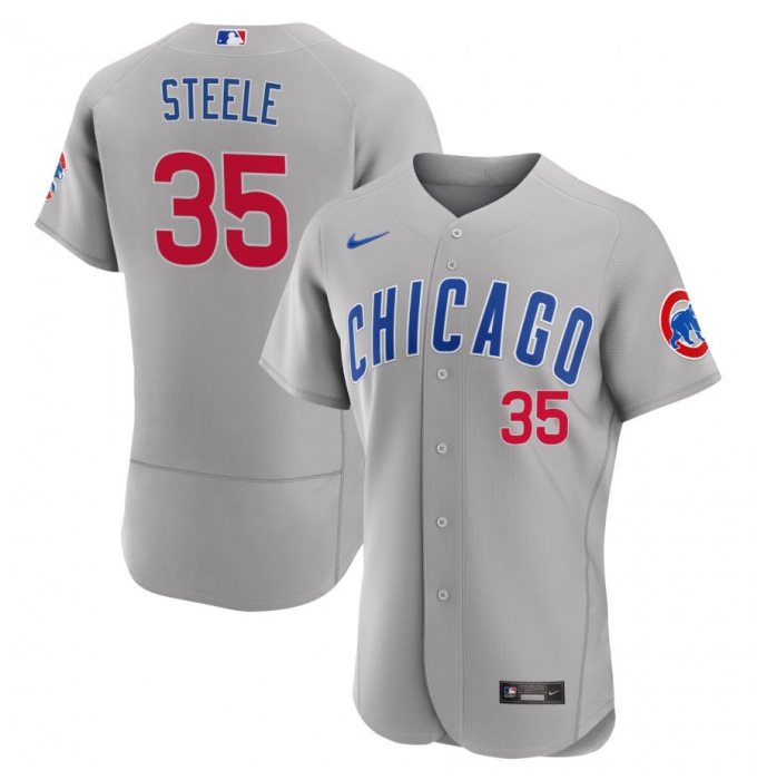 Men's Chicago Cubs #35 Justin Steele Nike Gray Road FlexBase Player Jersey