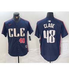 Men's Cleveland Guardians #48 Emmanuel Clase Number Navy 2024 City Connect Limited Stitched Jersey