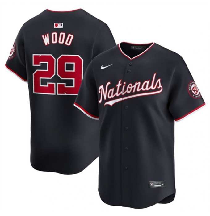 Men's Washington Nationals #29 James Wood Navy 2024 Alternate Limited Stitched Baseball Jersey