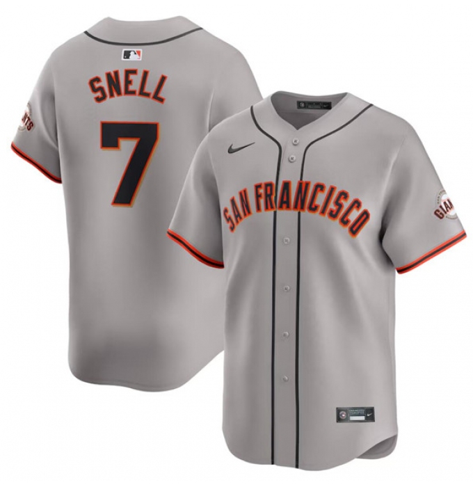 Men's San Francisco Giants #7 Blake Snell Gray Away Limited Stitched Baseball Jersey