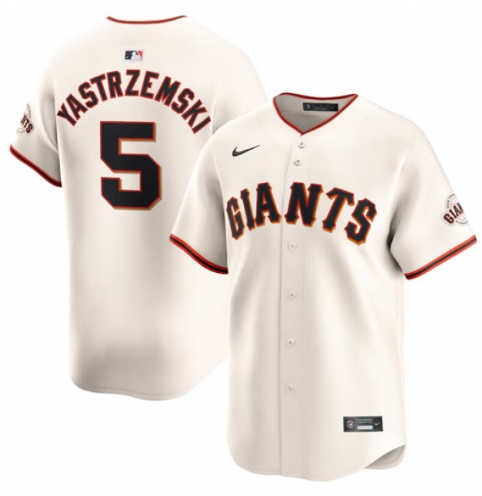 Men's San Francisco Giants #5 Mike Yastrzemski Cream Cool Base Stitched Baseball Jersey