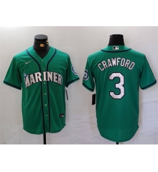 Men's Seattle Mariners #3 J.P. Crawford Aqua Cool Base Stitched jersey