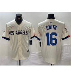 Men's Los Angeles Dodgers #16 Will Smith Cream Stitched Baseball Jersey