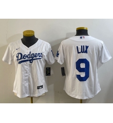 Women's Los Angeles Dodgers #9 Gavin Lux White Stitched Cool Base Nike Jersey