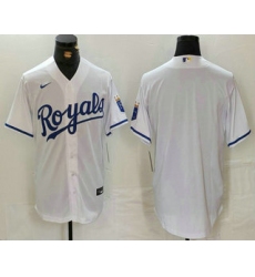 Men's Kansas City Royals Blank White Cool Base Stitched Baseball Jersey