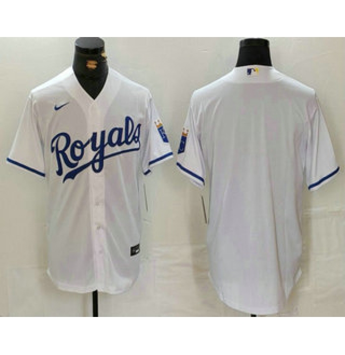 Men's Kansas City Royals Blank White Cool Base Stitched Baseball Jersey