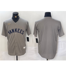 Men's New York Yankees Blank Gray Cool Base Stitched Baseball Jersey