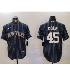 Men's New York Yankees #45 Gerrit Cole Navy Pinstripe Fashion Cool Base Jersey