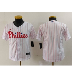 Youth Philadelphia Phillies Blank White Pinstripe Stitched Cool Base Jersey