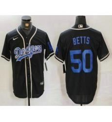 Men's Los Angeles Dodgers #50 Mookie Betts Black Cool Base With Stitched Baseball Jersey