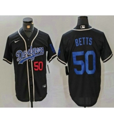 Men's Los Angeles Dodgers #50 Mookie Betts Number Black Cool Base With Stitched Baseball Jersey