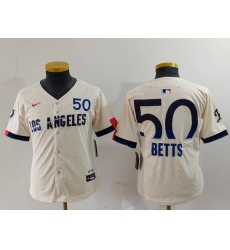 Youth Los Angeles Dodgers #50 Mookie Betts Cream 2024 City Connect Limited Jersey