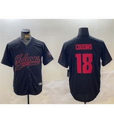 Men's Atlanta Falcons #18 Kirk Cousins Black With Cool Base Stitched Baseball Jersey