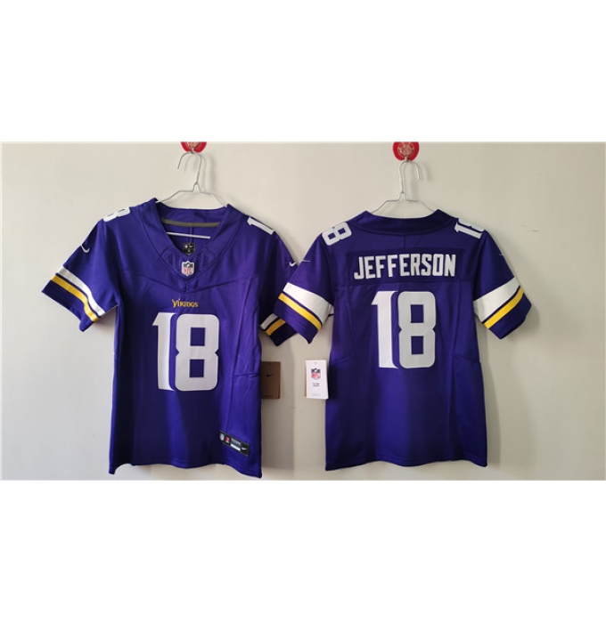 Women's Minnesota Vikings #18 Justin Jefferson Purple F.U.S.E. Vapor Untouchable Limited Football Stitched Jersey