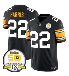 Men's Pittsburgh Steelers #22 Najee Harris Black 2024 F U S E 50th Anniversary Of Super Bowl IX Vapor Untouchable Limited Stitched Jersey