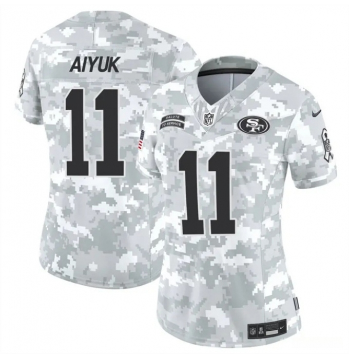 Women's San Francisco 49ers #11 Brandon Aiyuk 2024 F.U.S.E Arctic Camo Salute To Service Limited Stitched Jersey(Run Small)