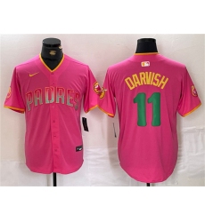 Men's San Diego Padres #11 Yu Darvish Pink Cool Base Stitched Baseball Jersey